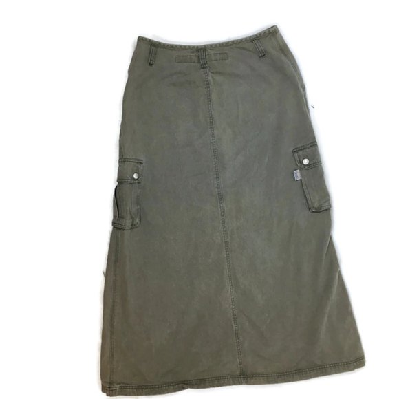 Revolt Skirt Size 11/12 Green Distressed Midi - Picture 3 of 5